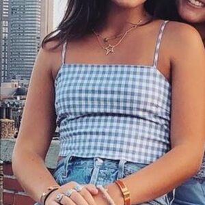 NWT Hollister cropped gingham tank top - small